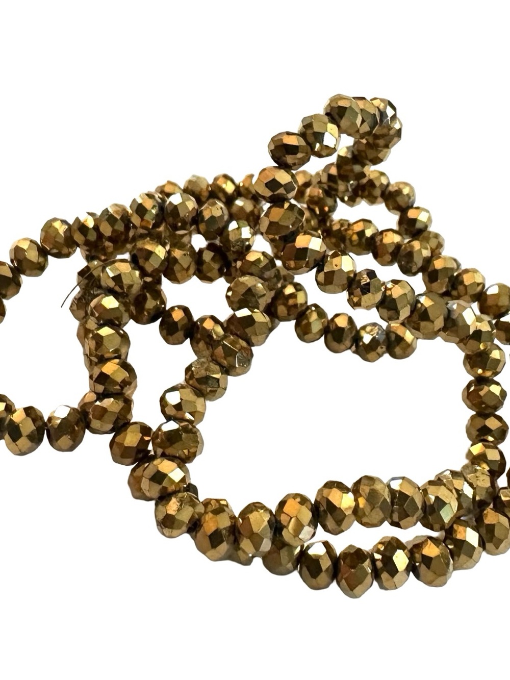 Faceted Glass Rondel Beads, 4mm, Gold Electroplating